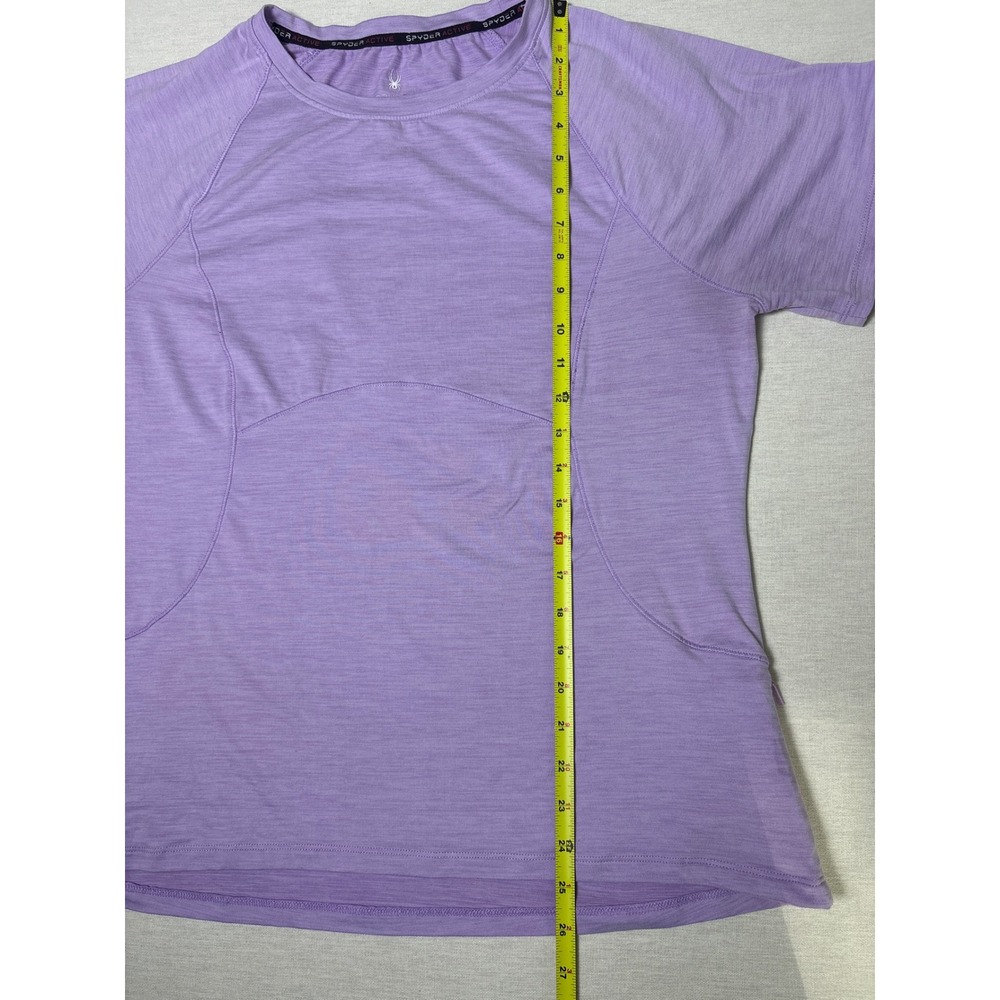 Spyder Active Womens XL Purple Heathered Short Sleeve Performance T-Shirt Pocket - Picture 3 of 6